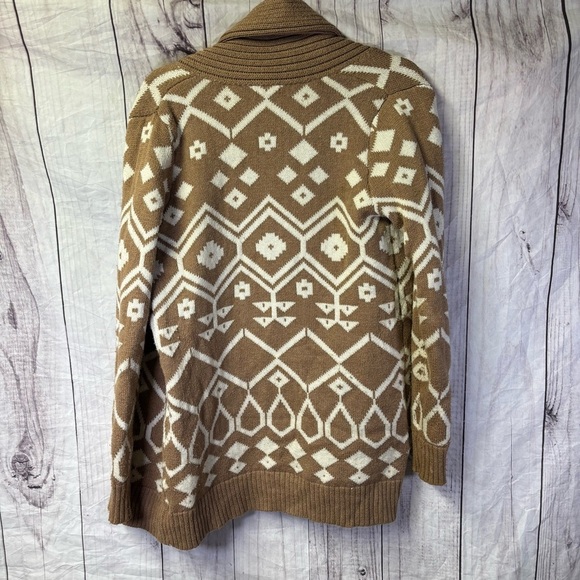 Old Navy Brown White Tribal Aztec Open Front Cardigan Sweater Womens Size S - Picture 4 of 6